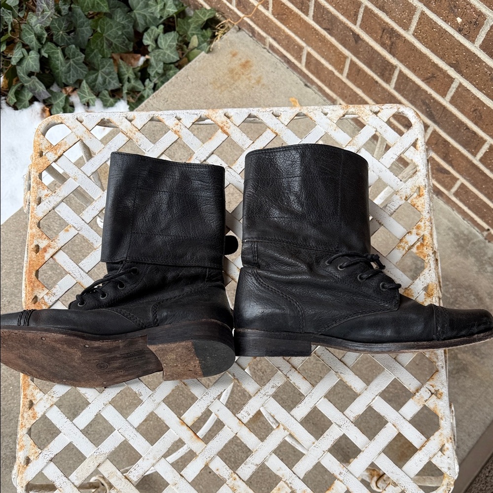All Saints Black Leather Buckle Boots - Picture 5 of 5